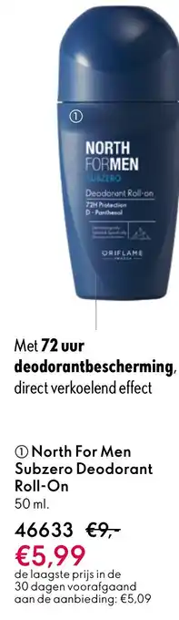 Oriflame North for men subzero deodorant roll on aanbieding