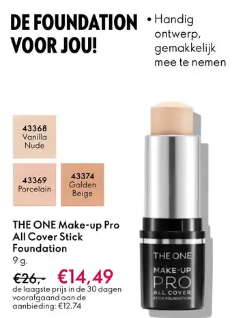 Oriflame The one make-up pro all cover stick foundation aanbieding