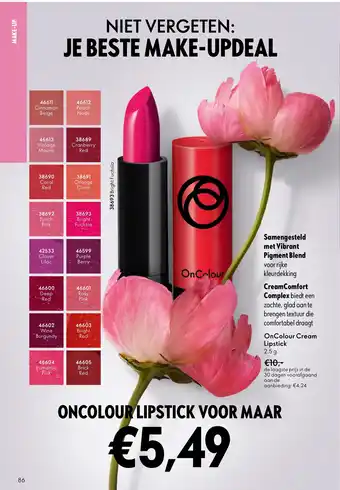 Oriflame Oncolour cream lipstick aanbieding