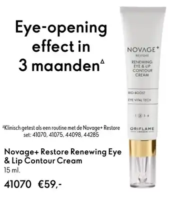 Oriflame Novage+ Restore Renewing Eye & Lip Contour Cream aanbieding