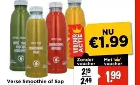 Vomar Voordeelmarkt Verse Smoothie of Sap aanbieding