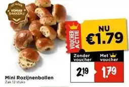 Vomar Voordeelmarkt Mini Rozijnenbollen Zak 12 stuks aanbieding