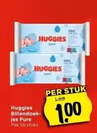 Vomar Voordeelmarkt Huggies Billendoek- jes Pure Pak 56 stuks aanbieding