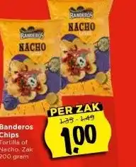 Vomar Voordeelmarkt Banderos Chips Tortilla of Nacho. Zak 200 gram aanbieding