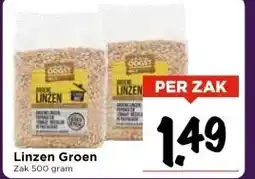 Vomar Voordeelmarkt Linzen Groen Zak 500 gram aanbieding