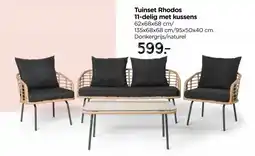 Xenos Tuinset Rhodos met kussens - 4-delig - metaal/polyester aanbieding