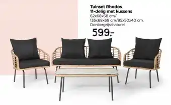 Xenos Tuinset Rhodos met kussens - 4-delig - metaal/polyester aanbieding