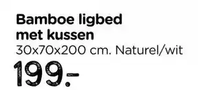 Xenos Ligbed met kussen - bamboe - naturel - 30x70x200 cm aanbieding