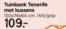 Xenos Tuinstoel Tenerife met kussens - wit/grijs - 64x70x74 cm aanbieding