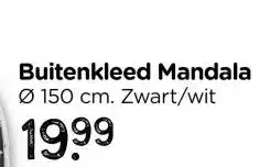 Xenos Buitenkleed mandala - zwart/wit - ø150 cm aanbieding