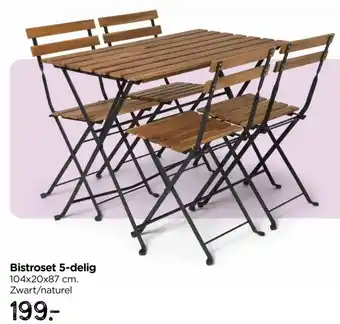 Xenos Bistro set Rhodos  - hout/metaal - bruin/zwart - 5-delig aanbieding