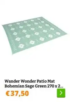 Obelink Wander Wonder Patio Mat Bohemian Sage Green  tenttapijt aanbieding