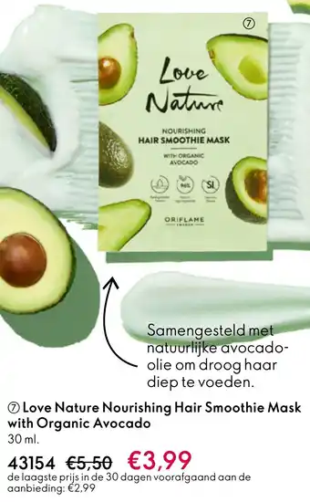 Oriflame Love Nature Nourishing Hair Smoothie Mask with Organic Avocado aanbieding