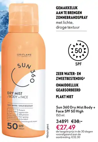 Oriflame Sun 360 Dry Mist Body + Face SPF 50 High aanbieding