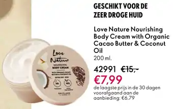 Oriflame Love Nature Nourishing Body Cream with Organic Cacao Butter & Coconut Oil aanbieding