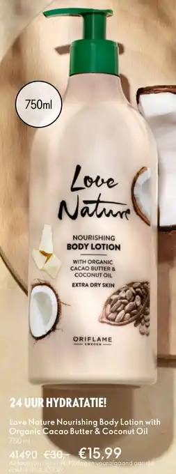 Oriflame Love Nature Nourishing Body Lotion with Organic Cacao Butter & Coconut Oil aanbieding