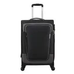 Amazon American Tourister Pulponic - Spinner M, uitbreidbare koffer, 68 cm, 64/74 L, zwart (asfalt zwart) aanbieding