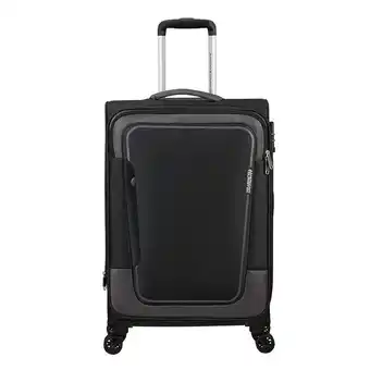 Amazon American Tourister Pulponic - Spinner M, uitbreidbare koffer, 68 cm, 64/74 L, zwart (asfalt zwart) aanbieding