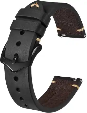 Amazon BISONSTRAP Horlogeband voor heren, handgemaakte leren armband, snelsluiting, 18 mm, 20 mm, 22 mm aanbieding