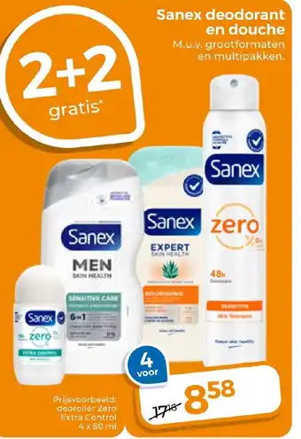 Trekpleister Sanex deodorant en douche aanbieding