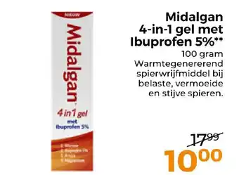 Trekpleister Midalgan 4 in 1 gel met Ibuprofen 5% aanbieding