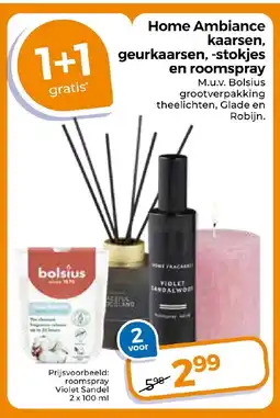 Trekpleister Home Ambiance kaarsen, geurkaarsen, stokjes en roomspray aanbieding