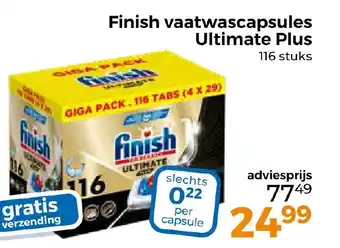 Trekpleister Finish vaatwascapsules Ultimate Plus aanbieding