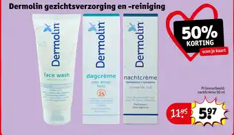 Kruidvat Dermolin gezichtsverzorging en reiniging aanbieding