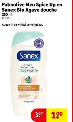 Kruidvat Palmolive Men Spice Up en Sanex Bio Agave douche aanbieding