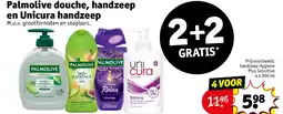 Kruidvat Palmolive douche, handzeep en Unicura handzeep aanbieding