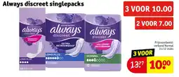 Kruidvat Always discreet singlepacks aanbieding