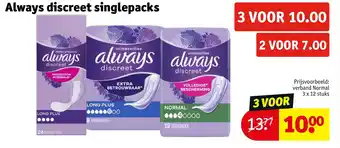 Kruidvat Always discreet singlepacks aanbieding