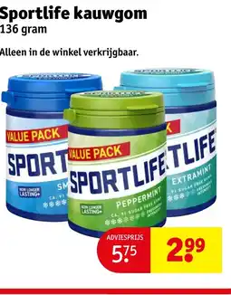 Kruidvat Sportlife kauwgom aanbieding