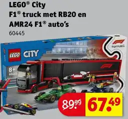 Kruidvat LEGO® City F1® truck met RB20 en AMR24 F1® auto's aanbieding