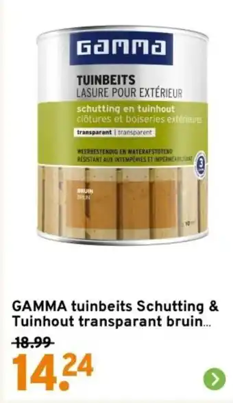 GAMMA GAMMA tuinbeits Schutting & Tuinhout transparant bruin aanbieding