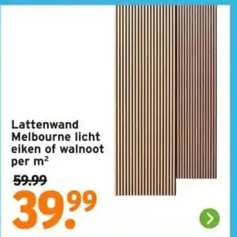 GAMMA Lattenwand Melbourne licht eiken of walnoot per m² aanbieding