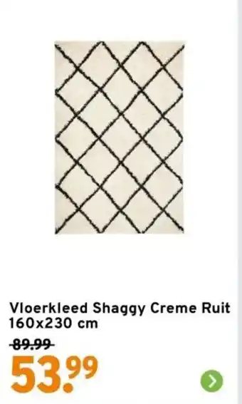 GAMMA Vloerkleed Shaggy Creme Ruit aanbieding