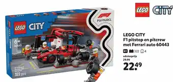 Intertoys LEGO CITY F1 pitstop en pitcrew met Ferrari auto 60443 aanbieding