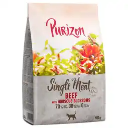 Zooplus 2 x 400 g Purizon Kattendroogvoer voor een probeerprijs! - Single Meat Rundvlees met Hibiscusbloemen aanbieding