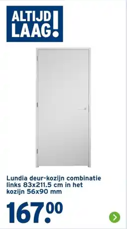 GAMMA Lundia deur-kozijn combinatie links 83x211.5 cm in het kozijn 56x90 mm aanbieding