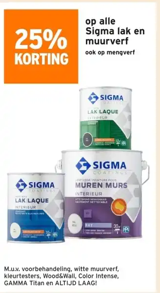 GAMMA Op alle sigma lak en  mengverf aanbieding