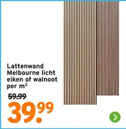 GAMMA Lattenwand Melbourne licht eiken of walnoot per m² aanbieding