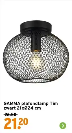 GAMMA GAMMA plafondlamp Tim zwart aanbieding