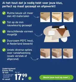 GAMMA Underlayment Elliots Pine 18 mm aanbieding