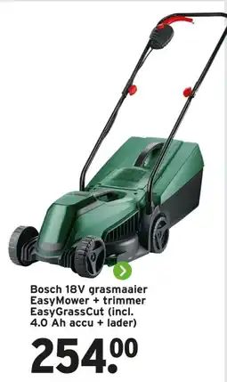 GAMMA Bosch 18V grasmaaier Easy Mower + trimmer EasyGrassCut (incl. 4.0 Ah accu + lader) aanbieding