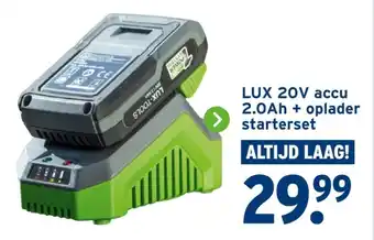 GAMMA LUX 20V accu 2.0Ah + oplader starterset aanbieding