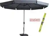 Bol.com Parasol Madison Syros Rond Grijs incl Beschermhoes aanbieding