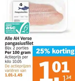 Albert Heijn Alle AH Verse pangasiusfilet aanbieding