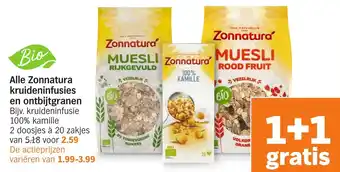 Albert Heijn Alle Zonnatura kruideninfusies en ontbijtgranen aanbieding