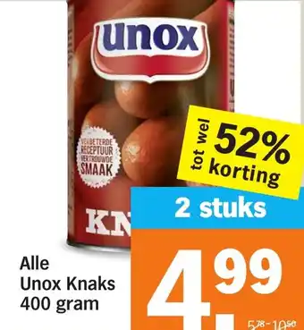 Albert Heijn Alle Unox Knaks aanbieding